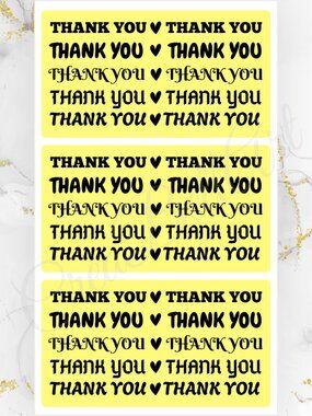 100 thermal Thank you Stickers 2.25" x 1.25" Rectangle